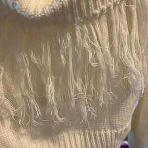 white fringe sweater